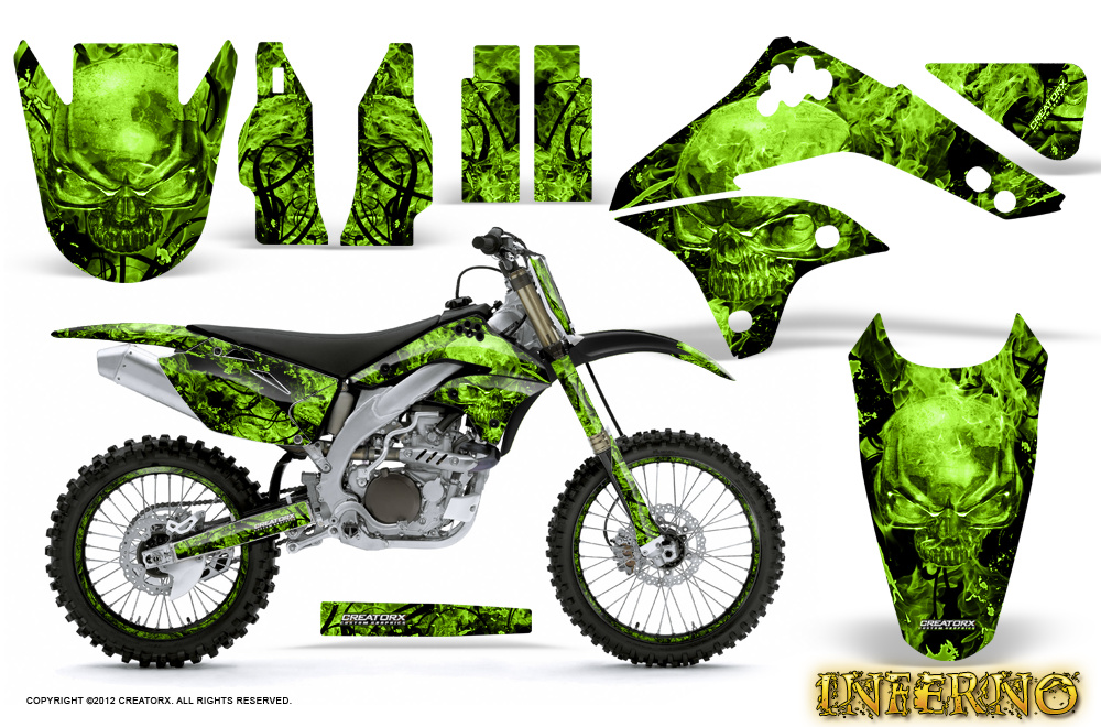 Kawasaki KX450F 06 08 Graphics Kit Inferno Green BB NP Rims